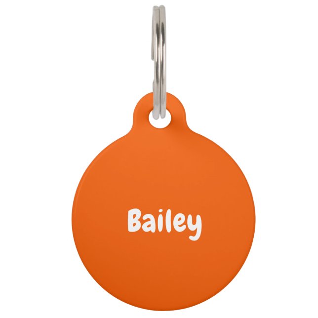 Custom Personalized Name Photo Orange Pet ID Tag (Front)