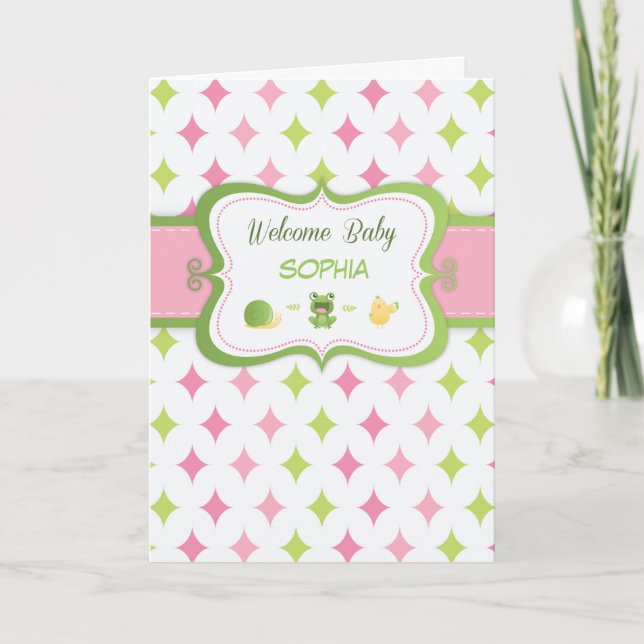 Custom Personalized Name Welcome Baby Girl, Sophia Card (Front)