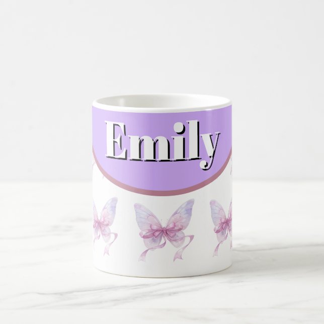 custom & personalized  name  with bow coffee mug (Center)