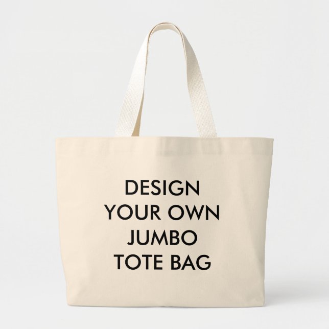 Custom Personalized Natural Canvas Jumbo Tote Bag (Front)