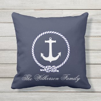 Custom Personalized Nautical Outdoor Pillow by theburlapfrog at Zazzle