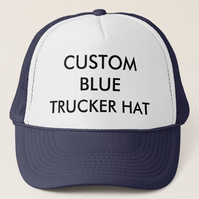 Custom Personalized NAVY BLUE & WHITE TRUCKER HAT (Front)