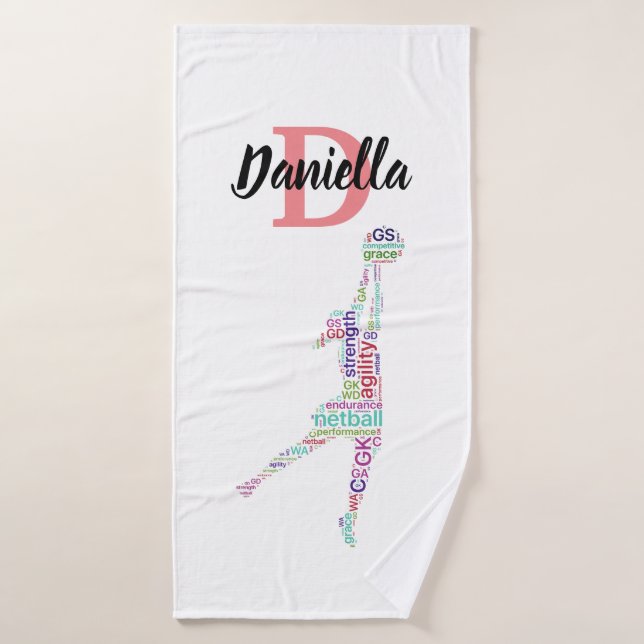 Custom Personalized Netball Bath Towel (Bath Towel)