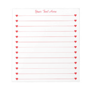 Custom Personalized notepads with Red hearts