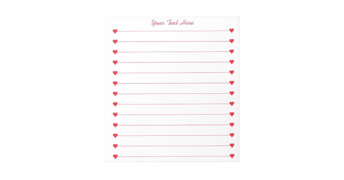 Custom Personalized notepads with Red hearts | Zazzle