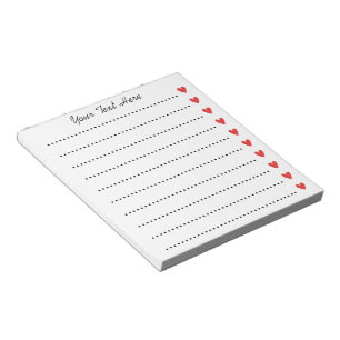 Custom Personalized notepads with Red hearts