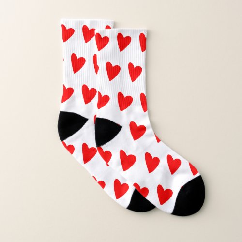 Custom Personalized Novelty Socks Red Hearts Love Socks