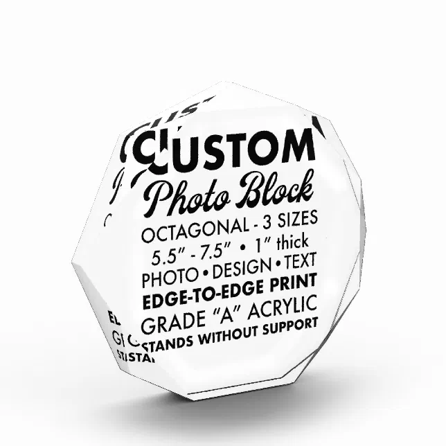 Photo Block Paperweight Custom Personalized Octagonal Photo Paperweight Block | Zazzle