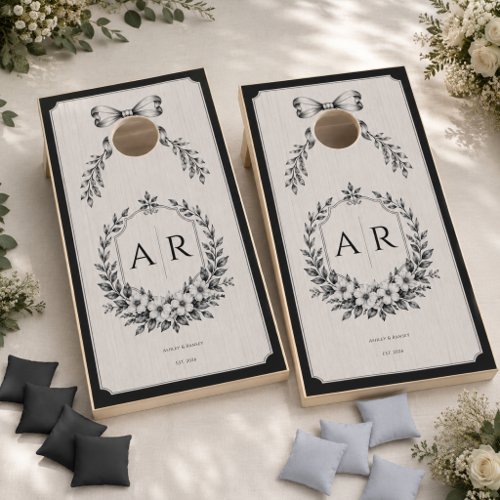 Custom personalized old money modern wedding cornhole set