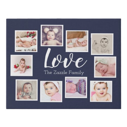 Custom Personalized One of a Kind 10 Photo Family Faux Canvas Print