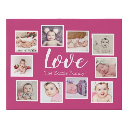 Custom Personalized One of a Kind 10 Photo Family Faux Canvas Print