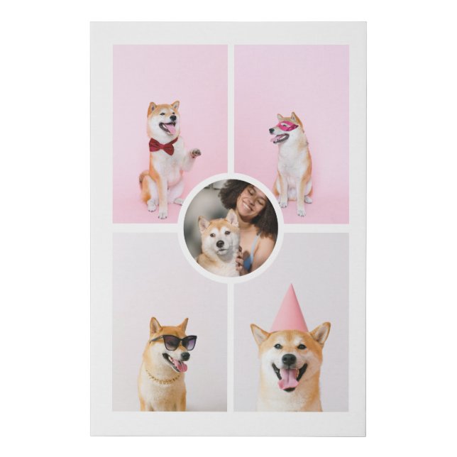 Custom Personalized One of a Kind 5 Photo Collage Faux Canvas Print (Front)