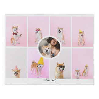 Custom Personalized One of a Kind 9 Photo Collage Faux Canvas Print