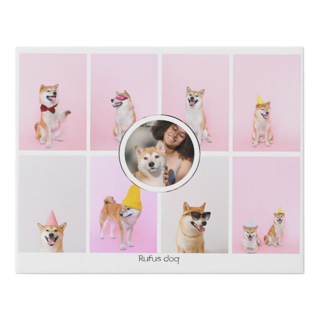 Custom Personalized One of a Kind 9 Photo Collage Faux Canvas Print (Front)