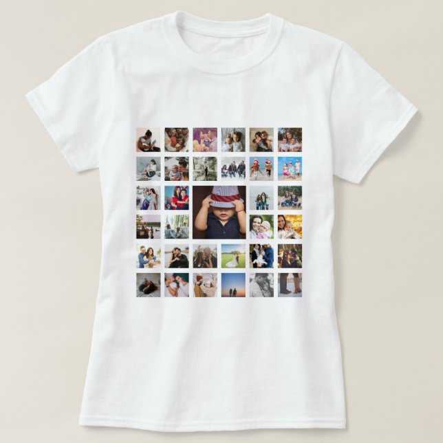 Custom Personalized One Of A Kind Photo Collage T-Shirt (Design Front)