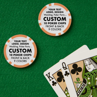 Custom personalized ORANGE Casino Poker Chips