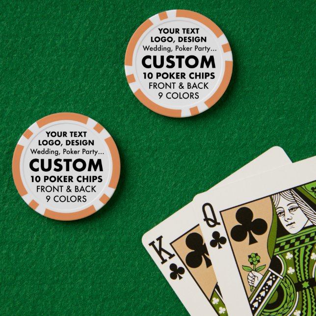 Custom personalized ORANGE Casino Poker Chips (Poker Table (Double))