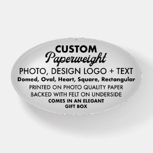 Custom Personalized Oval Photo Glass Paperweight