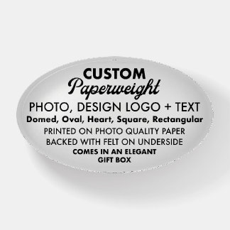 Custom Personalized Oval Photo Glass Paperweight