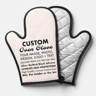 Custom Personalized Oven Glove/Mit, Silver Quilted Oven Mitt