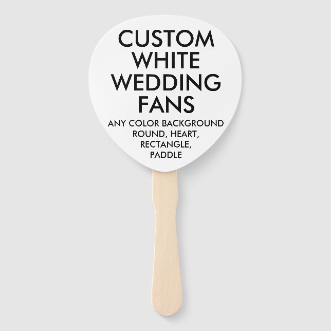 Custom Personalized PADDLE WHITE WEDDING FANS (10) (Front)