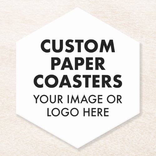 Custom personalized PAPER COASTERS 6 4 HEXAGON