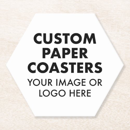 Custom personalized PAPER COASTERS 6 4 HEXAGON