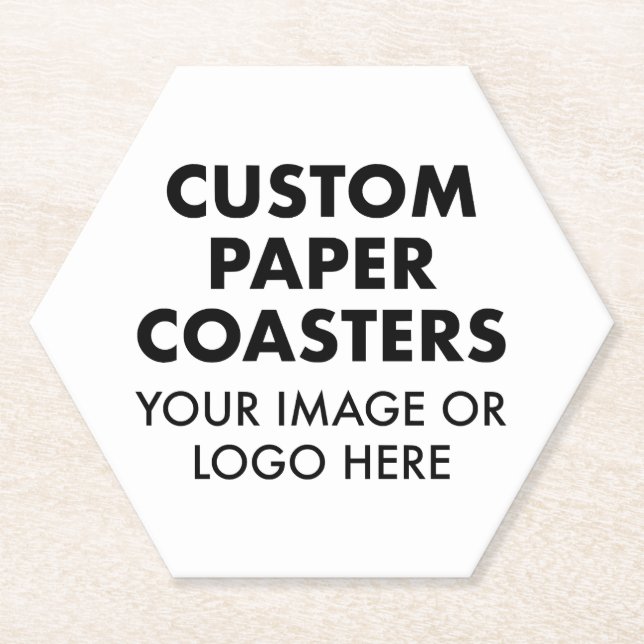 Custom personalized PAPER COASTERS (6) 4" HEXAGON (Front)