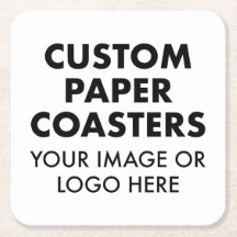 Custom personalized PAPER COASTERS (6) SQUARE