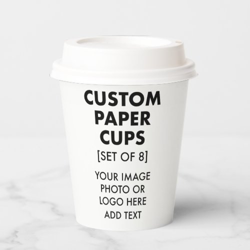 Custom Personalized Paper Cups 8 with Lids