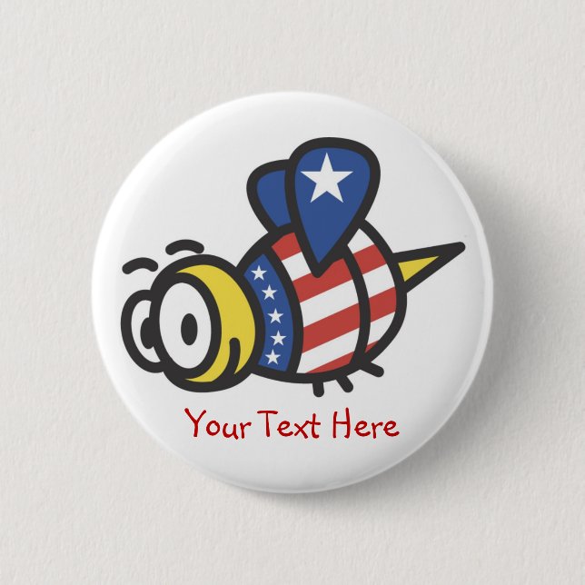 Custom Personalized Patriotic Bumblebee Buttons (Front)