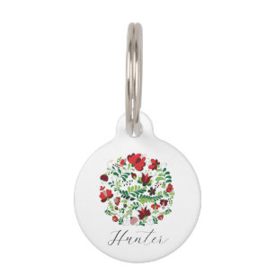 Custom Personalized Pet Name Floral Design ID Tag
