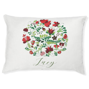 Custom Personalized Pet Name Floral Design Pet Bed
