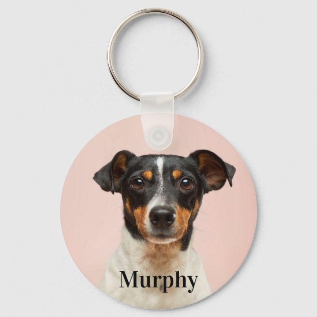 Custom Personalized Pet Photo and Text  Keychain (Front)