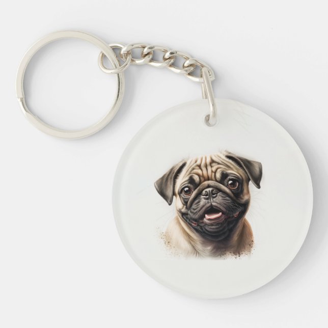 Custom Personalized Pet Photo Dog Lover Keepsake Keychain (Front)