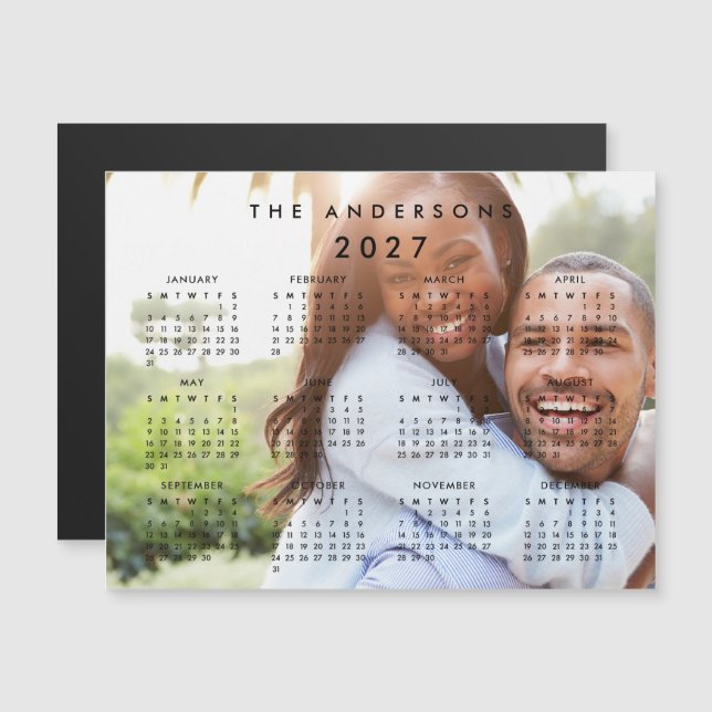Custom Personalized Photo 2027 Calendar Magnetic Invitation (Front/Back)