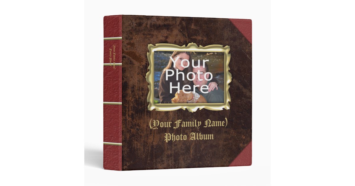 Custom Personalized Photo Album, Vintage Leather Binder Zazzle