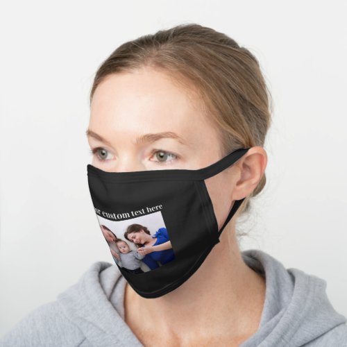 Custom Personalized Photo and Text Black Cotton Face Mask