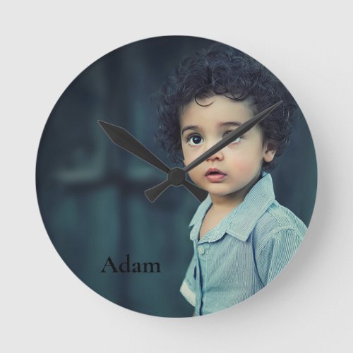 Custom Personalized Photo and Text Round Clock