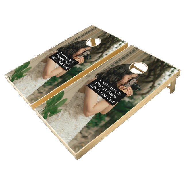 Custom Personalized Photo Artwork Add Name Quote Cornhole Set (Angled)