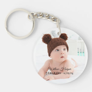 Custom Personalized Photo Birth Baby Keepsake Keychain