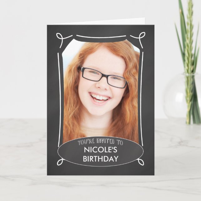 Custom Personalized Photo Birthday Invitation, Cha Invitation (Front)