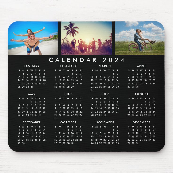 Custom Personalized Photo Collage 2024 Calendar Mouse Pad Zazzle