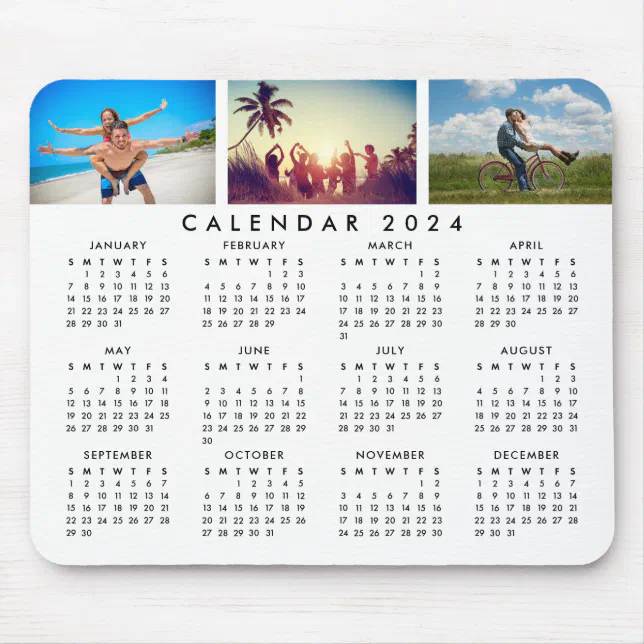 Custom Personalized Photo Collage 2024 Calendar Mouse Pad | Zazzle