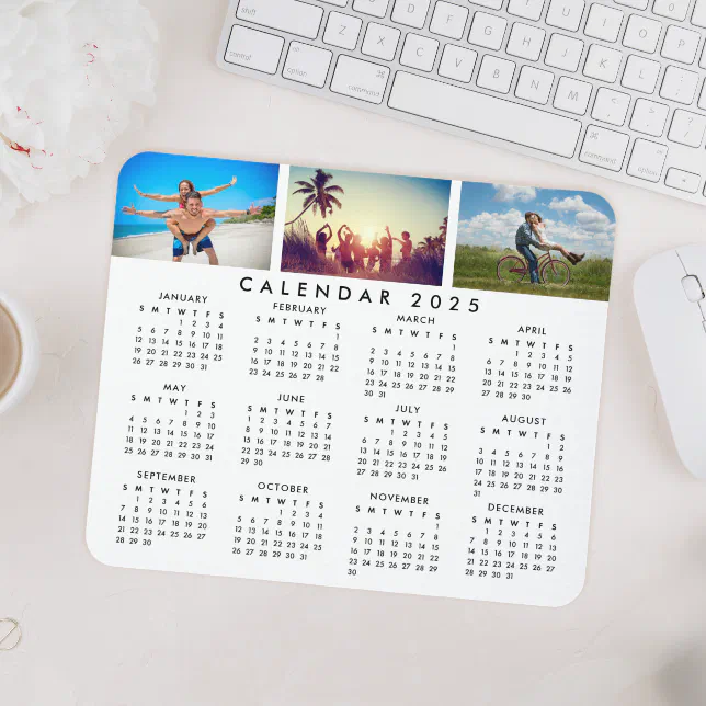 Custom Personalized Photo Collage 2025 Calendar Mouse Pad Zazzle