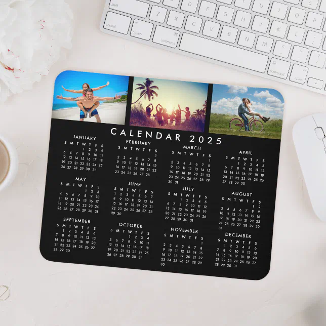 Custom Personalized Photo Collage 2025 Calendar Mouse Pad Zazzle