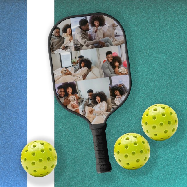 Custom Personalized Photo Collage and Text Pickleball Paddle (Custom Personalized Photo Collage and Text Pickleball Paddle from Ricaso. Add 7 photos and own text)