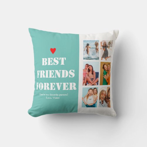 Custom Personalized Photo Collage BFF Bestie Throw Pillow