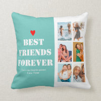 Custom Personalized Photo Collage BFF Bestie Throw Pillow