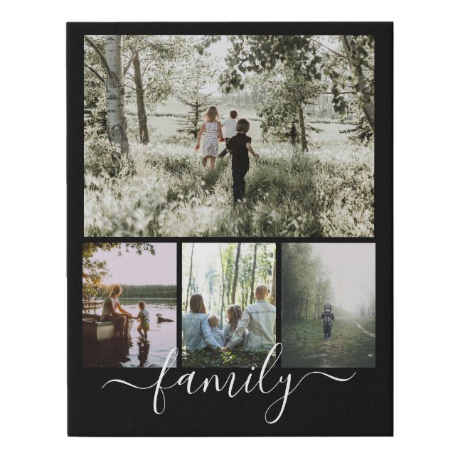 Custom Personalized Photo Collage Family Faux Canvas Print (Front)